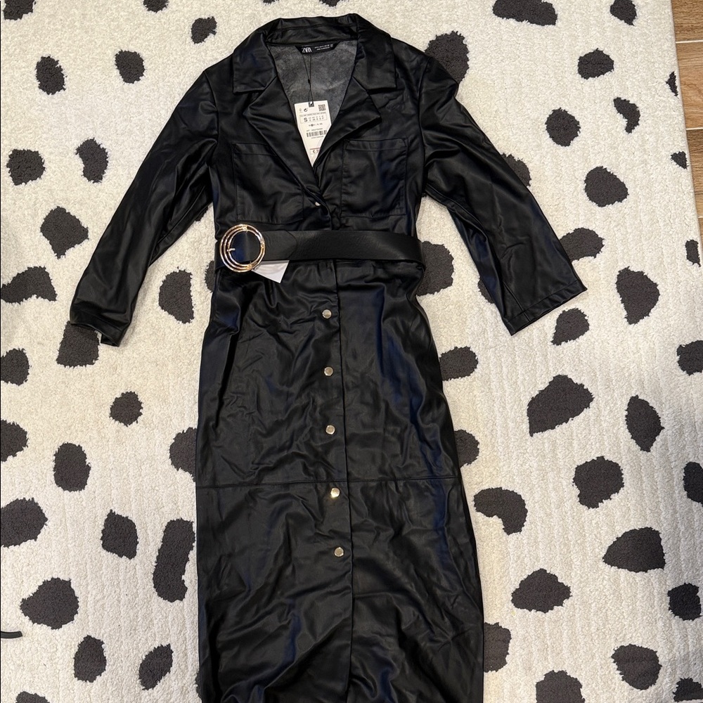 Zara Elegant Black Belted Dress